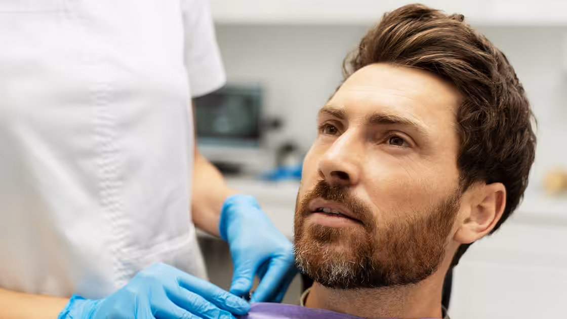 Man at dentist